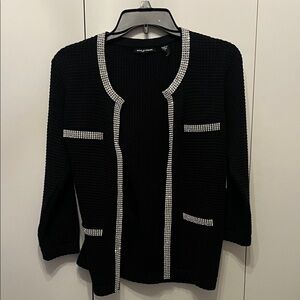 Michael Simon Black Knit Sweater nwt small rhinestone trim